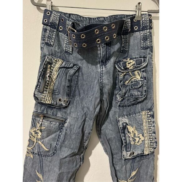 Jonny Was Embroidered cargo pants 2 Belted - Picture 2 of 13